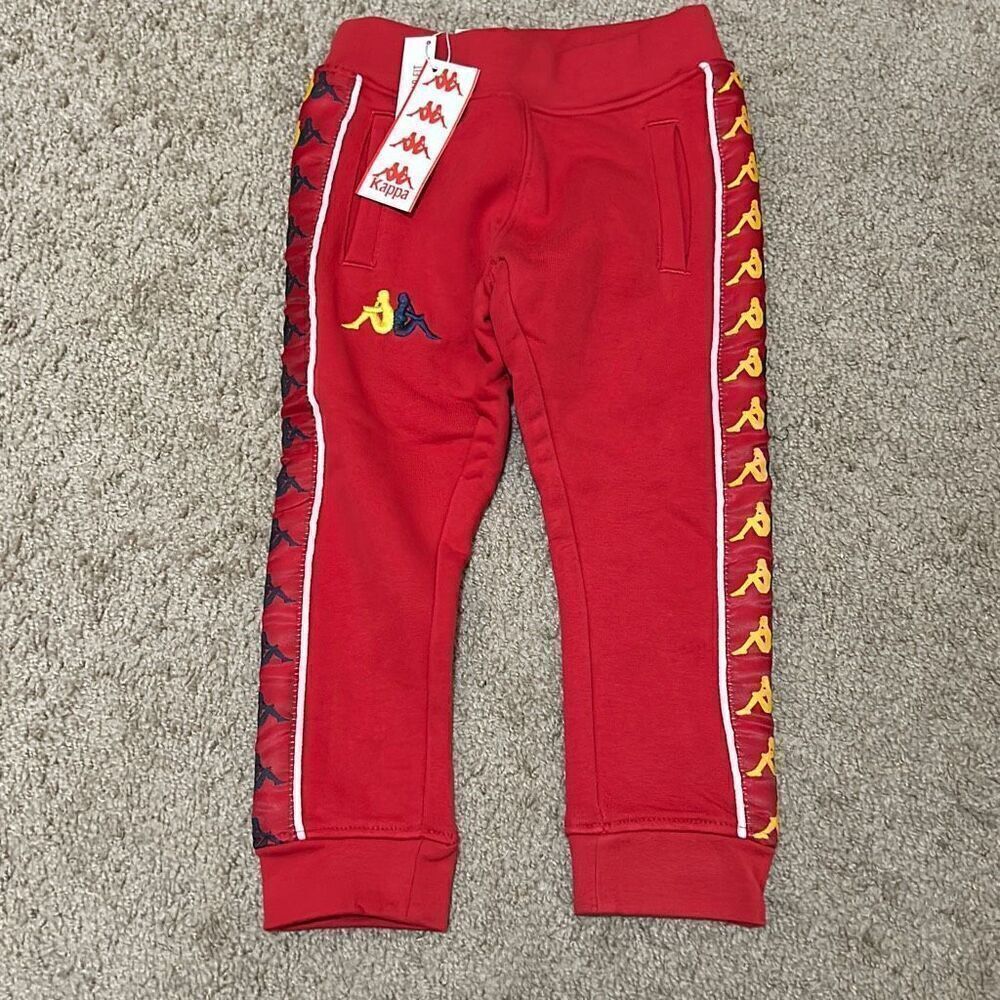 Kappa 24 Mo Banda Taggart Man Logo Track Pant Jogger Red Sporty Loungewear New